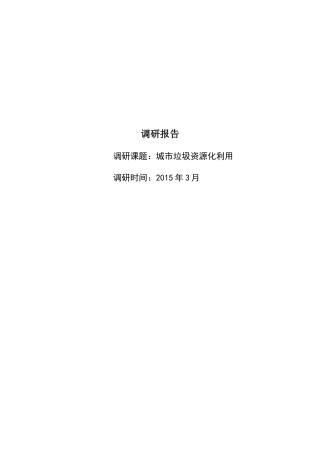 城市垃圾资源化利用报告