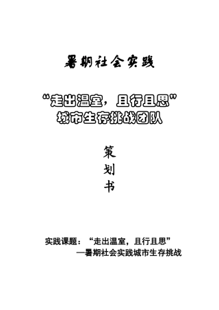 城市生存挑战活动策划书