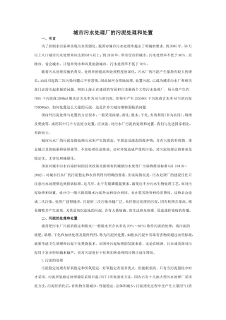 城市污水处理厂的污泥处理和处置