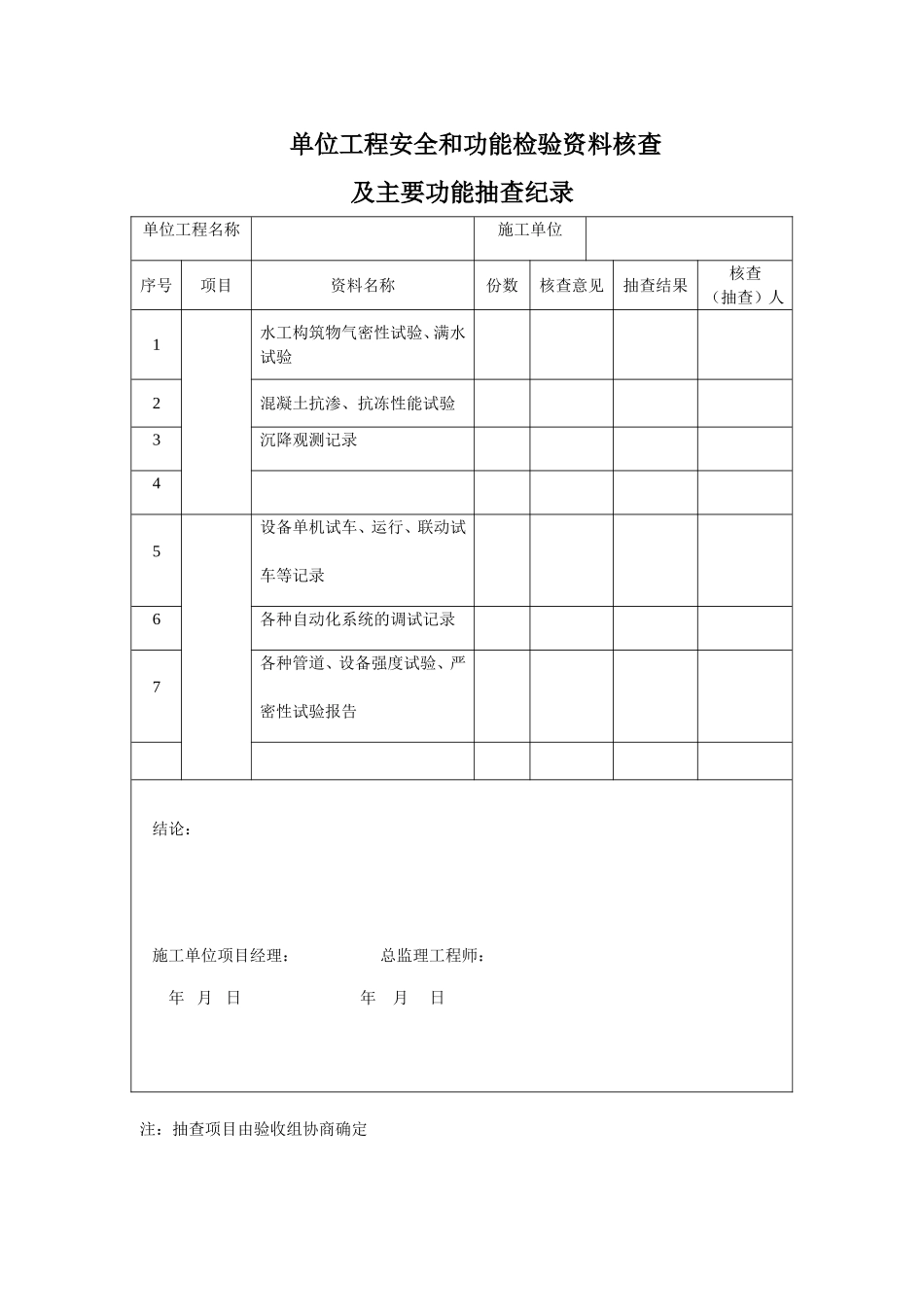 城市污水处理厂工程质量验收记录表-全套表格(同名18727)_第3页