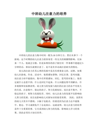 大小中班幼儿注意力的培养