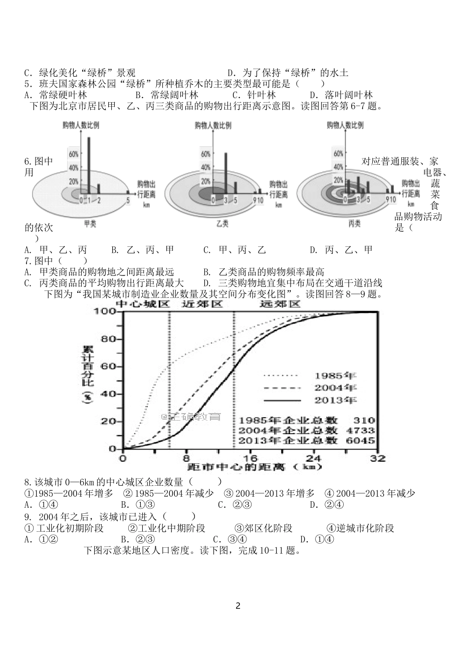 城市与城市化练习题_第2页