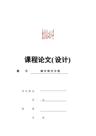 城市雨污分流报告