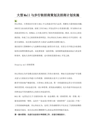 大型Mall与步行街招商策划及招商计划实施