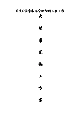 大坝基础灌浆施工组织方案