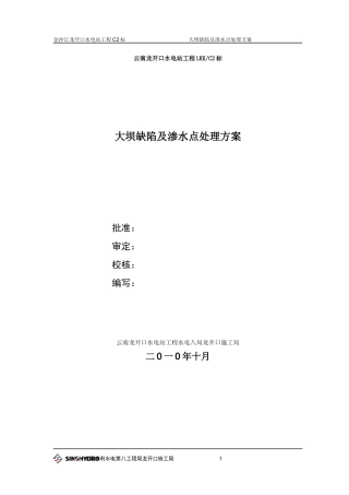 大坝缺陷及渗水点处理方案