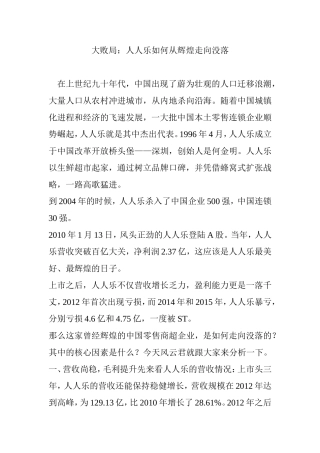 大败局：人人乐如何从辉煌走向没落