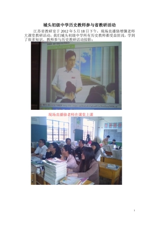 城头初级中学历史教师参与省教研活动