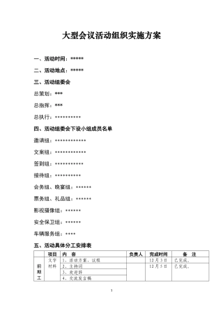大型会议活动组织实施方案
