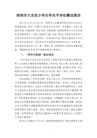 大水坑小学办学水平整改报告(1)