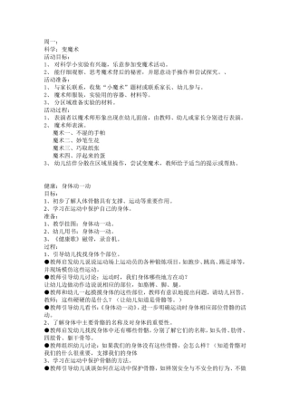 大班第十三周备课教案
