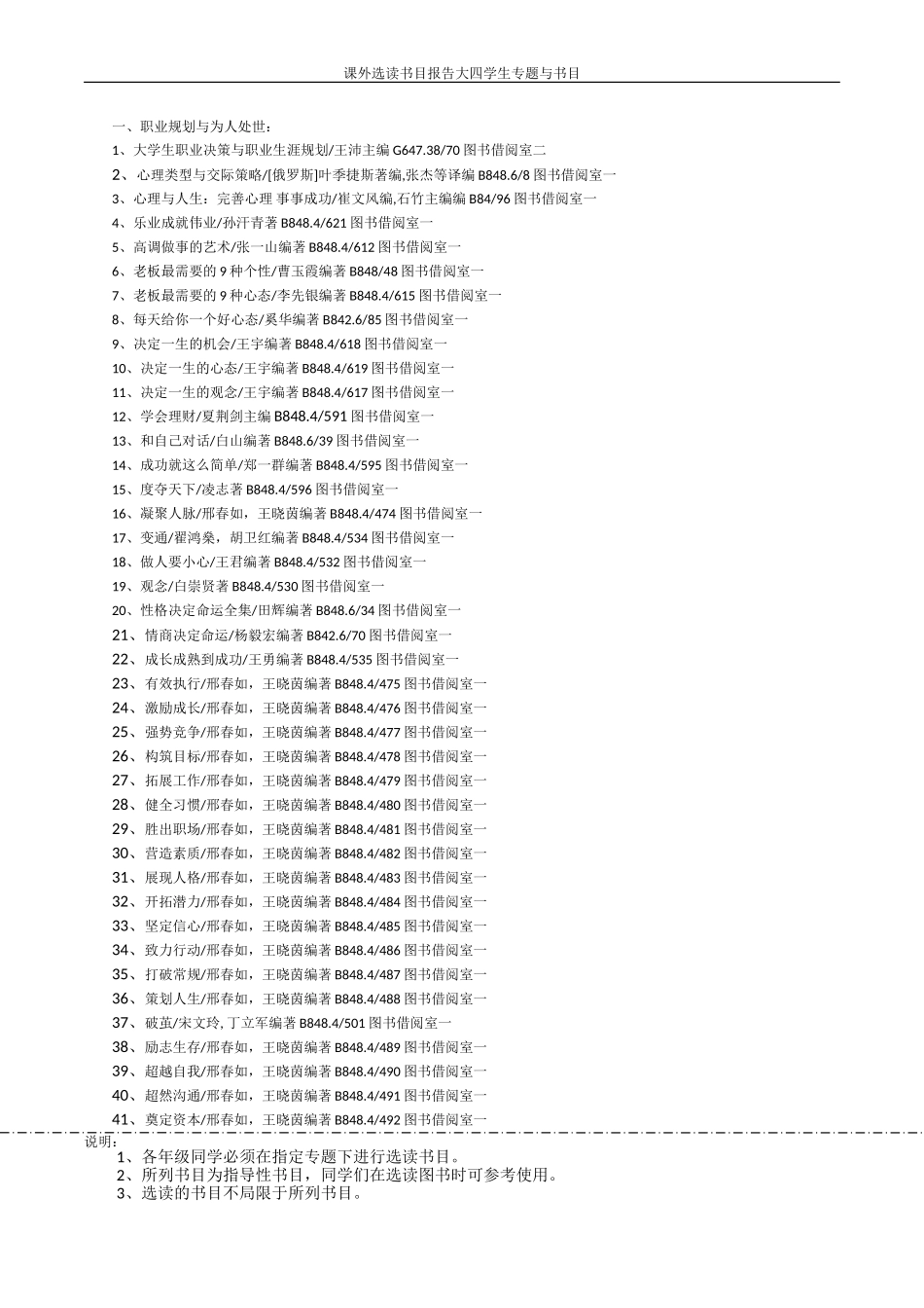 大四学生专题与书目(1)_第1页