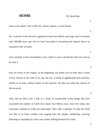 大型纪录片电影《HOME》的英文字幕