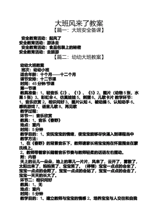 大班风来了教案