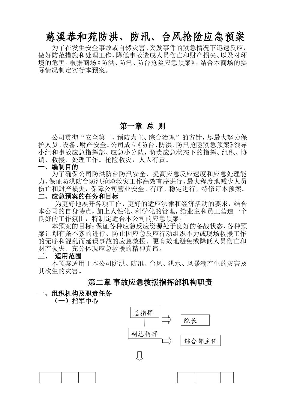 大型商场防台风暴雨、防洪、抢险应急预案_第1页