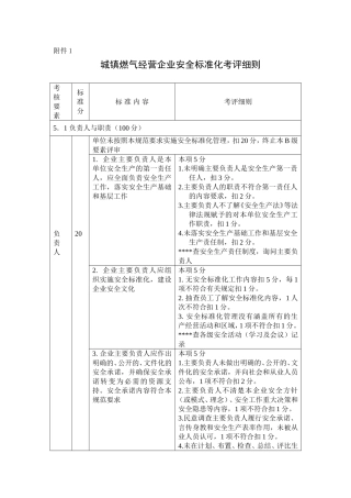 城镇燃气经营企业安全标准化考评细则