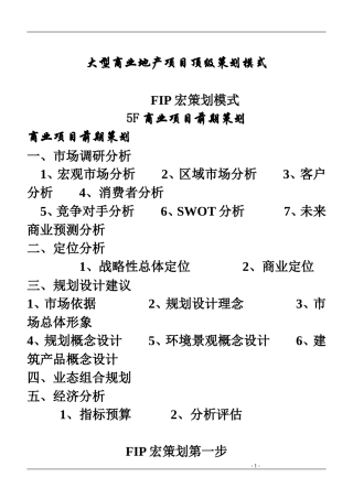 大型商业地产项目顶级策划模式(完整版)