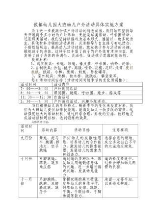 大班户外活动具体实施方案
