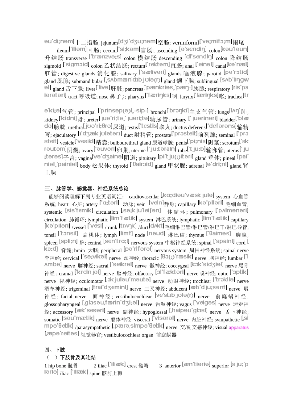 大体解剖学要求掌握的专业英语词汇(含翻译)_第2页