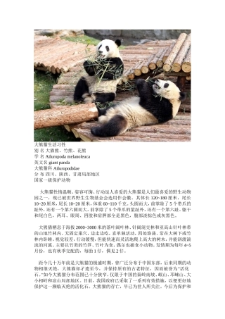 大熊猫生活习性