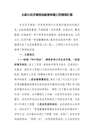大武口区开展优化政务环境工作情况汇报