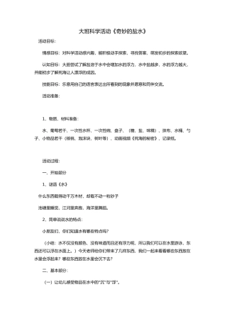 大班科学活动《奇妙的盐水》