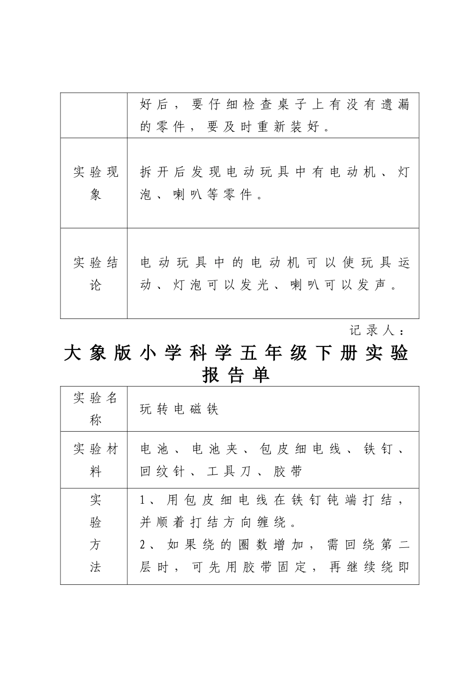 大象版小学科学五年级下册实验报告单_第3页