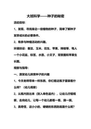 大班科学——种子的秘密