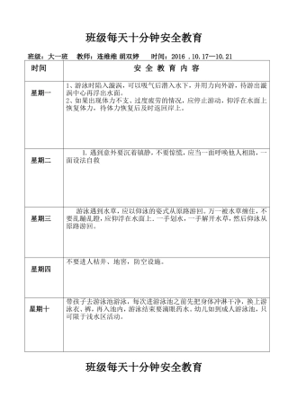 大班每天十分钟安全教育