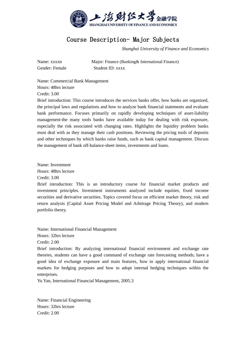 大学课程描述-金融_第1页