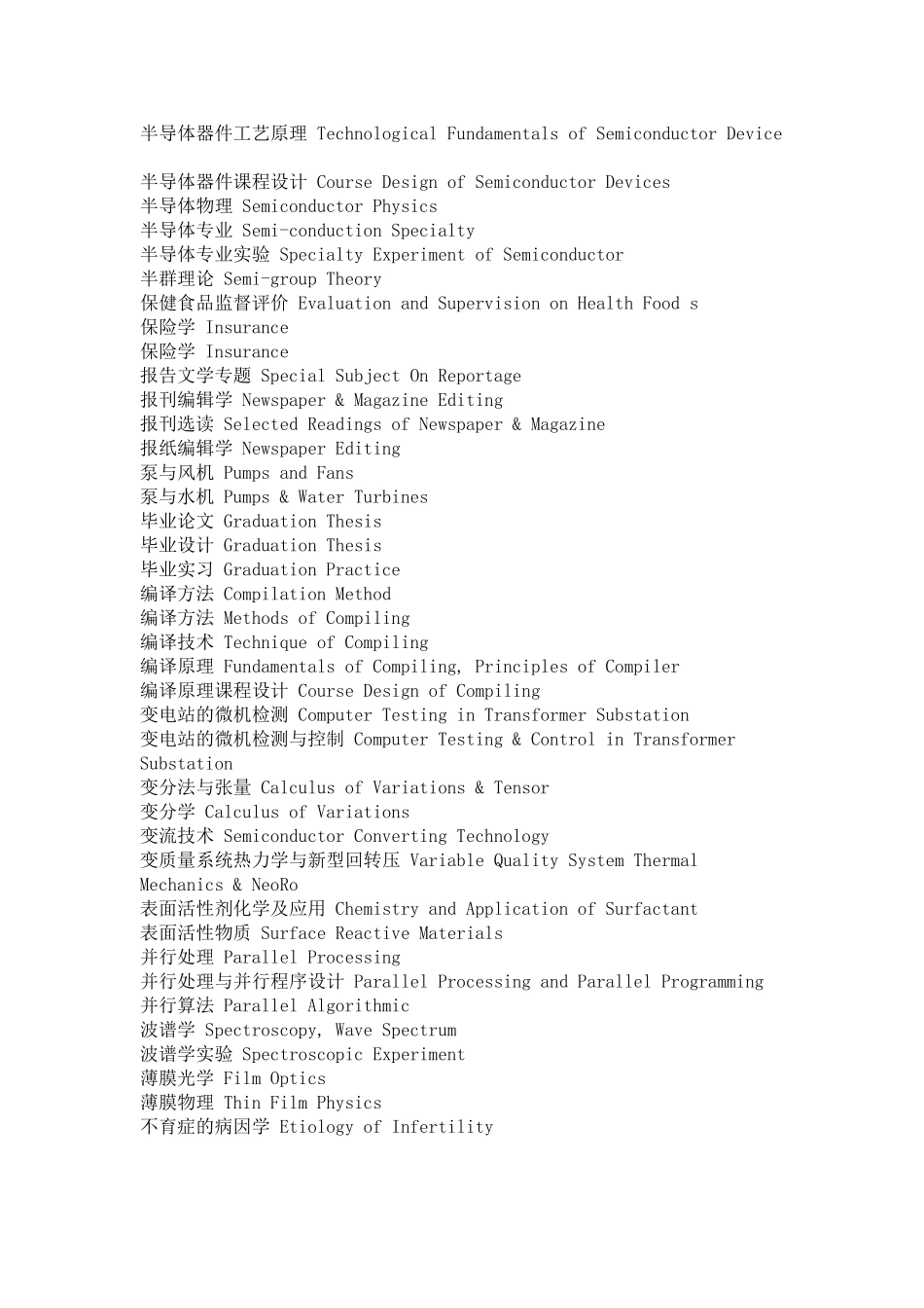 大学课程英文名称大全_第3页