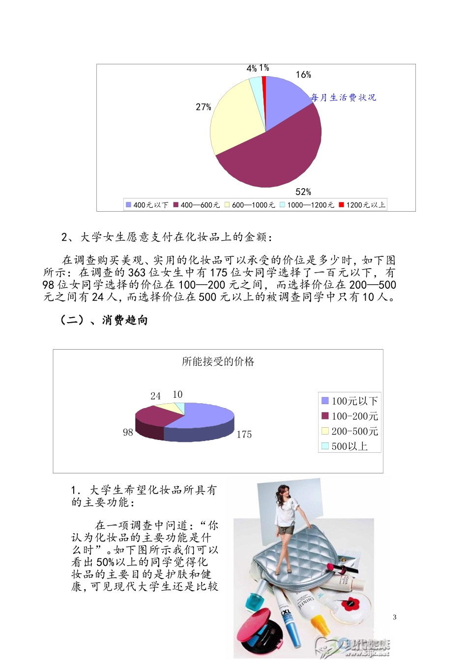 大学女生化妆品市场调查分析报告_第3页