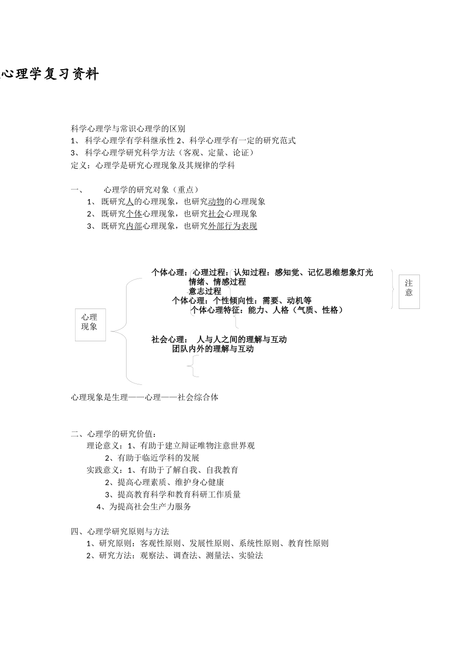 大学普通心理学复习资料_第1页