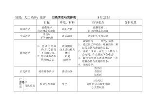 大班上学期日计划(上)