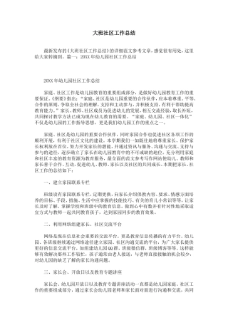 大班社区工作总结