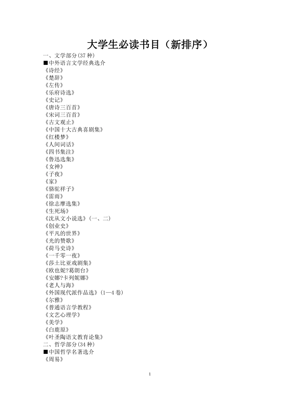 大学生必读书目(参考)_第1页