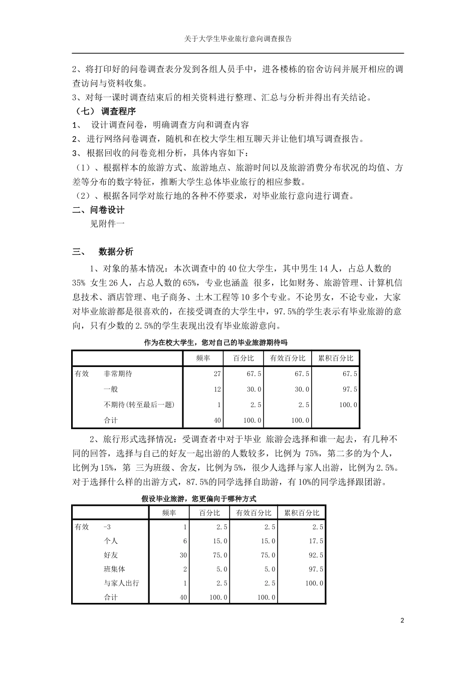 大学生毕业旅行调查报告_第2页