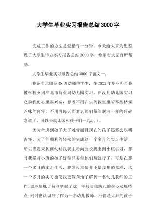 大学生毕业实习报告总结3000字