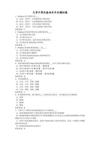 大学计算机基础专升本模拟题