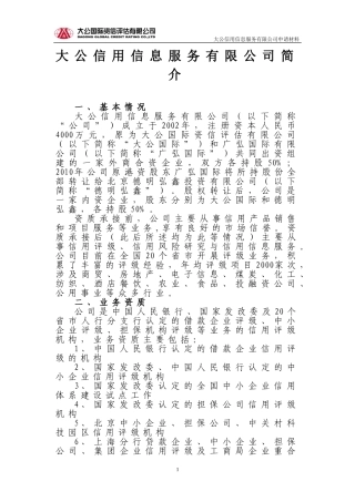 大公信用信息服务有限公司简介