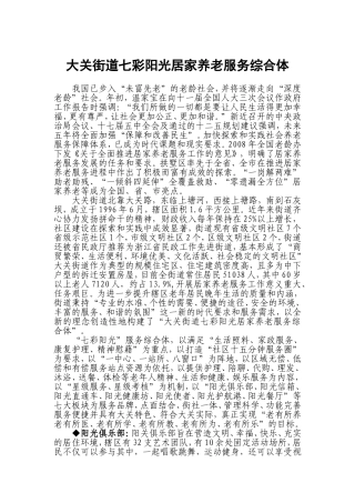 大关街道七彩阳光居家养老服务综合