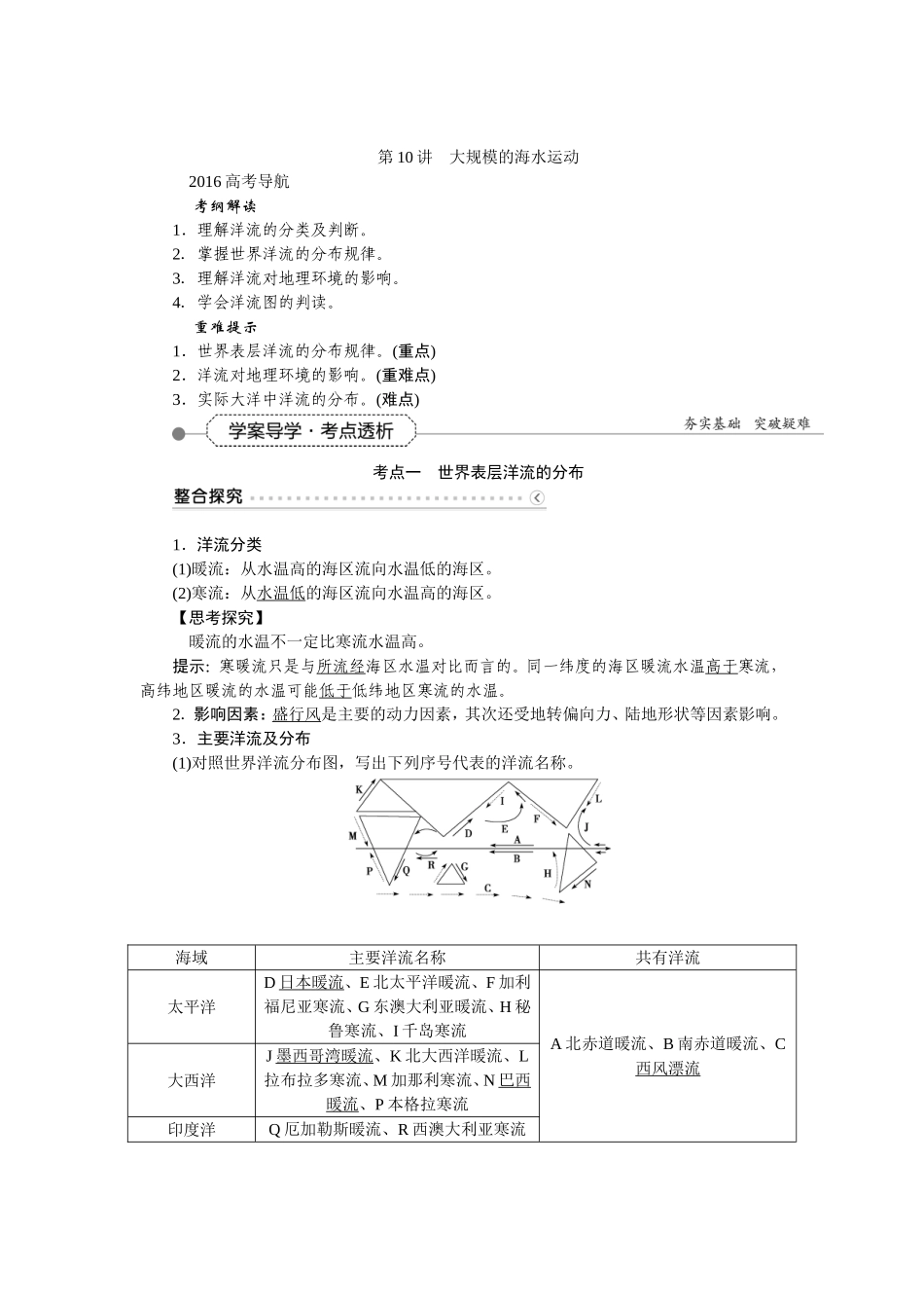 大规模的海水运动(知识点)_第1页