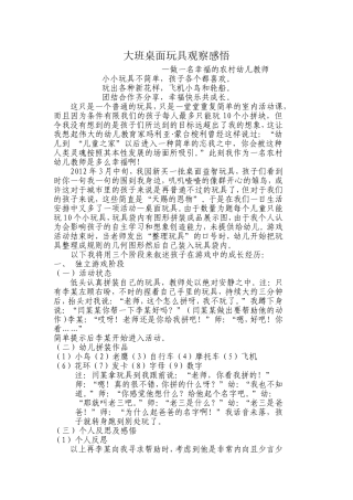 大班桌面玩具观察感悟