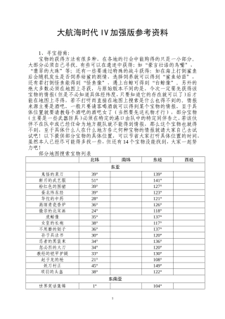 大航海时代IV加强版参考资料
