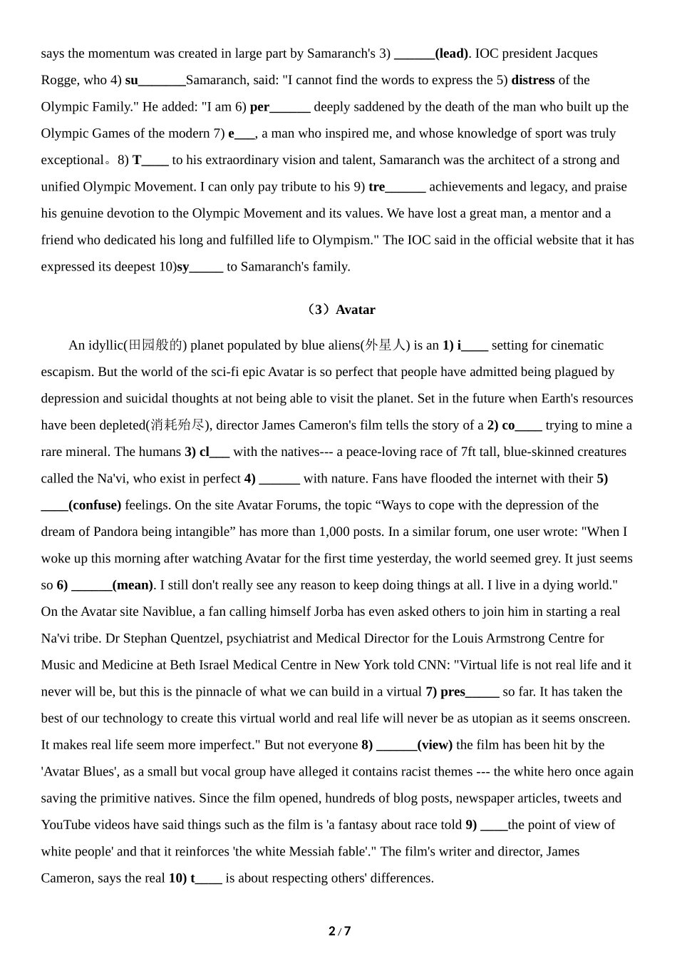 大学生英语竞赛决赛培训完形填空练习_第2页