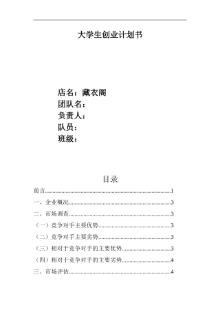 大学生创业计划书(同名22085)