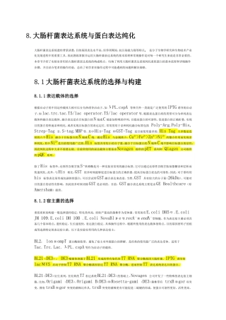 大肠杆菌表达系统与蛋白表达纯化