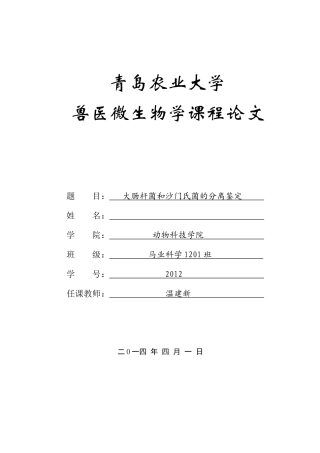 大肠杆菌和沙门氏菌的分离鉴定