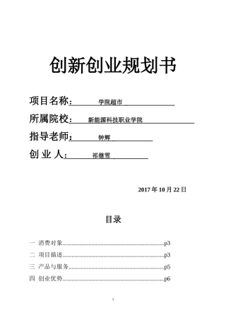 大学生创业项目计划书[1].word文档