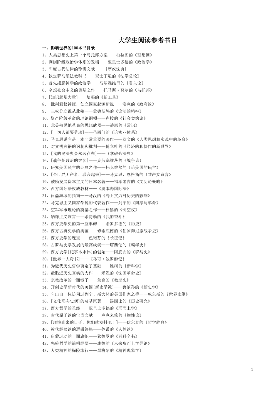 大学生阅读参考书目_第1页